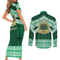 Personalised Tonga Saineha High School Couples Matching Short Sleeve Bodycon Dress and Long Sleeve Button Shirt Polynesian Ngatu Tribal