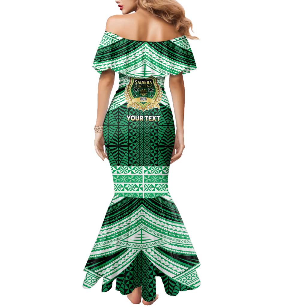Personalised Tonga Saineha High School Family Matching Mermaid Dress and Hawaiian Shirt Polynesian Ngatu Tribal
