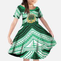 Personalised Tonga Saineha High School Family Matching Off The Shoulder Long Sleeve Dress and Hawaiian Shirt Polynesian Ngatu Tribal