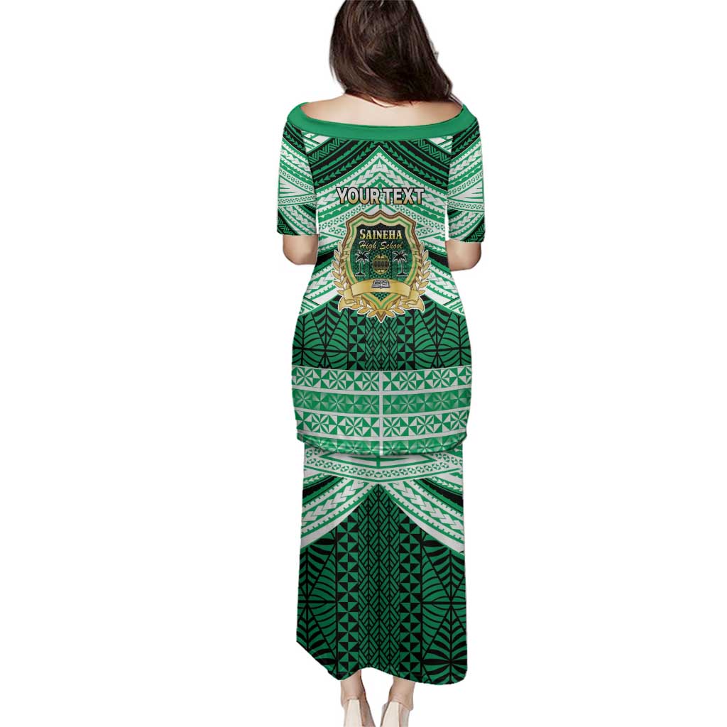 Personalised Tonga Saineha High School Family Matching Puletasi and Hawaiian Shirt Polynesian Ngatu Tribal