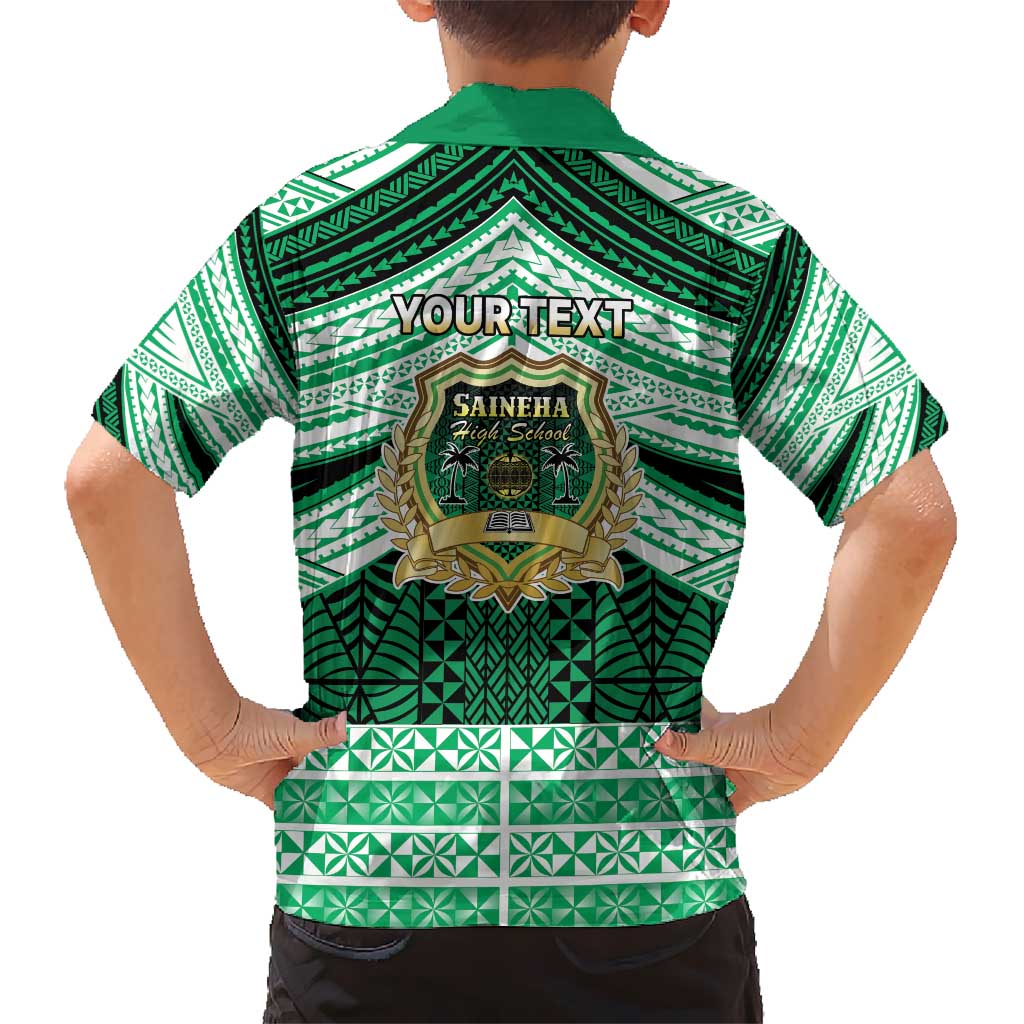 Personalised Tonga Saineha High School Hawaiian Shirt Polynesian Ngatu Tribal