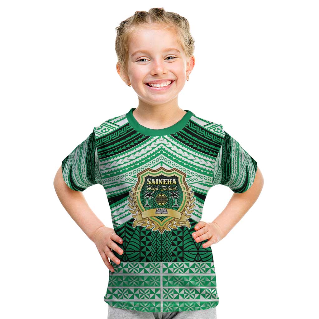 Personalised Tonga Saineha High School Kid T Shirt Polynesian Ngatu Tribal