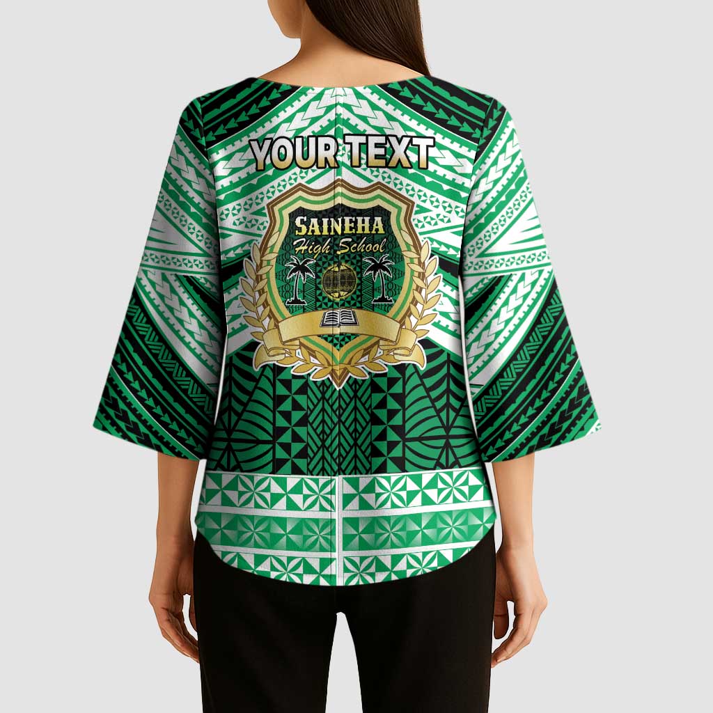 Personalised Tonga Saineha High School Kimono Sleeve Blouse Polynesian Ngatu Tribal - Polynesian Pride