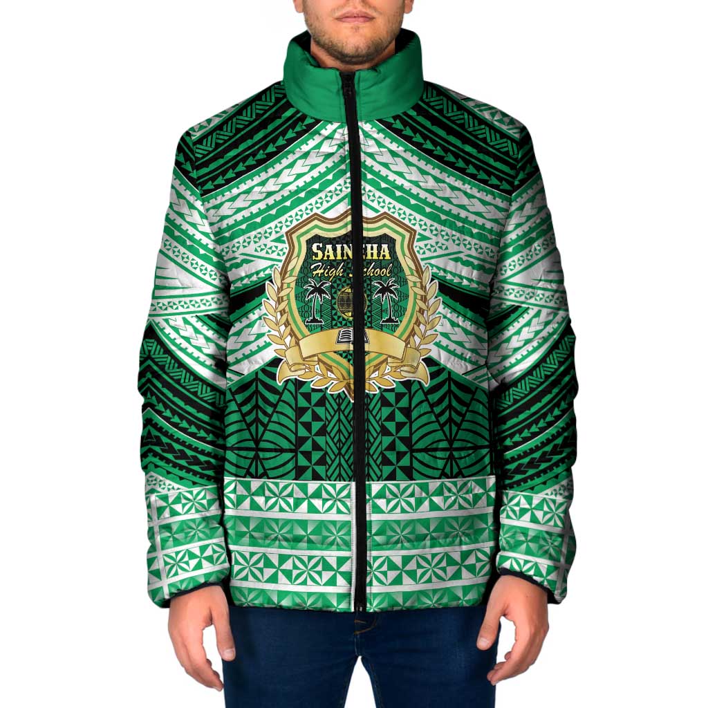 Personalised Tonga Saineha High School Padded Jacket Polynesian Ngatu Tribal - Polynesian Pride