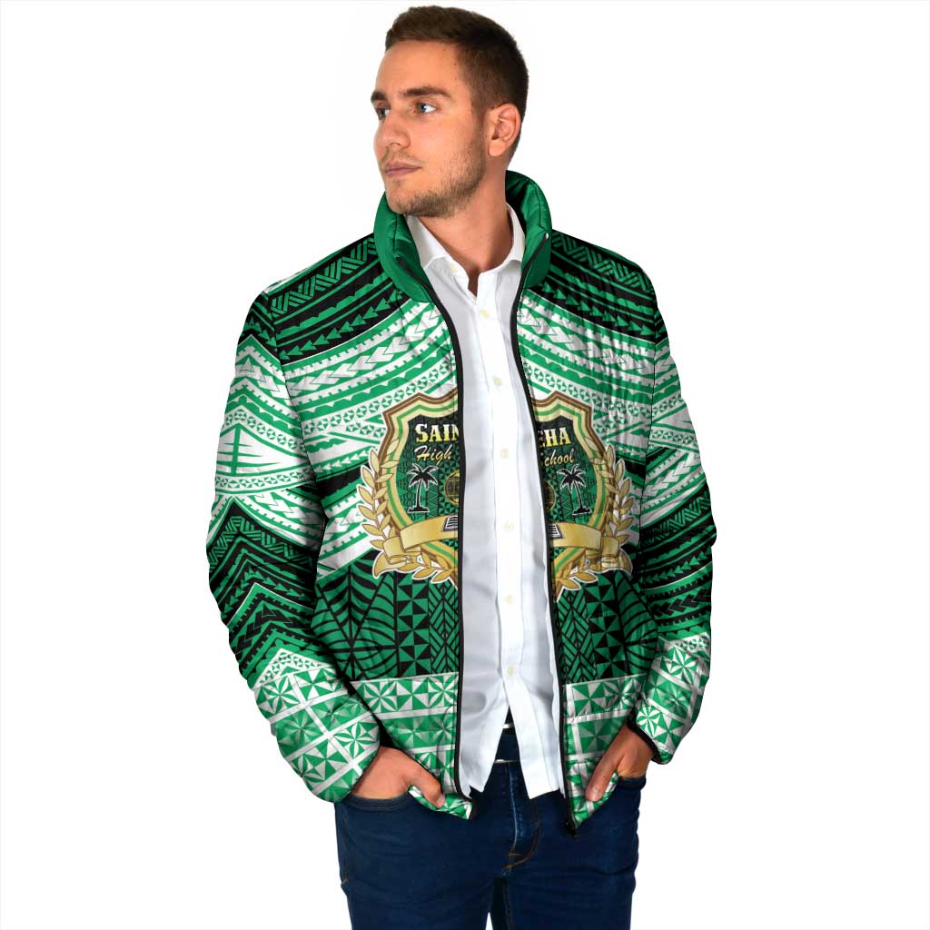 Personalised Tonga Saineha High School Padded Jacket Polynesian Ngatu Tribal - Polynesian Pride