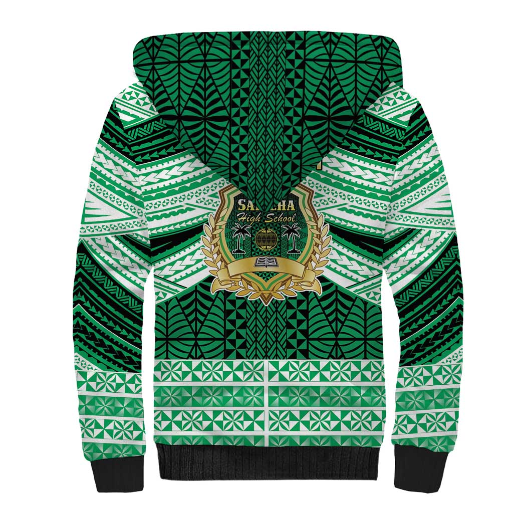 Personalised Tonga Saineha High School Sherpa Hoodie Polynesian Ngatu Tribal