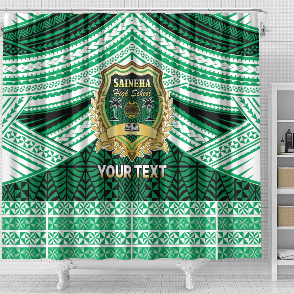 Personalised Tonga Saineha High School Shower Curtain Polynesian Ngatu Tribal