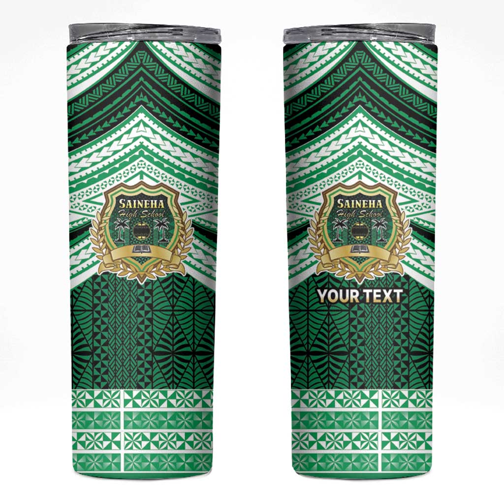 Personalised Tonga Saineha High School Skinny Tumbler Polynesian Ngatu Tribal