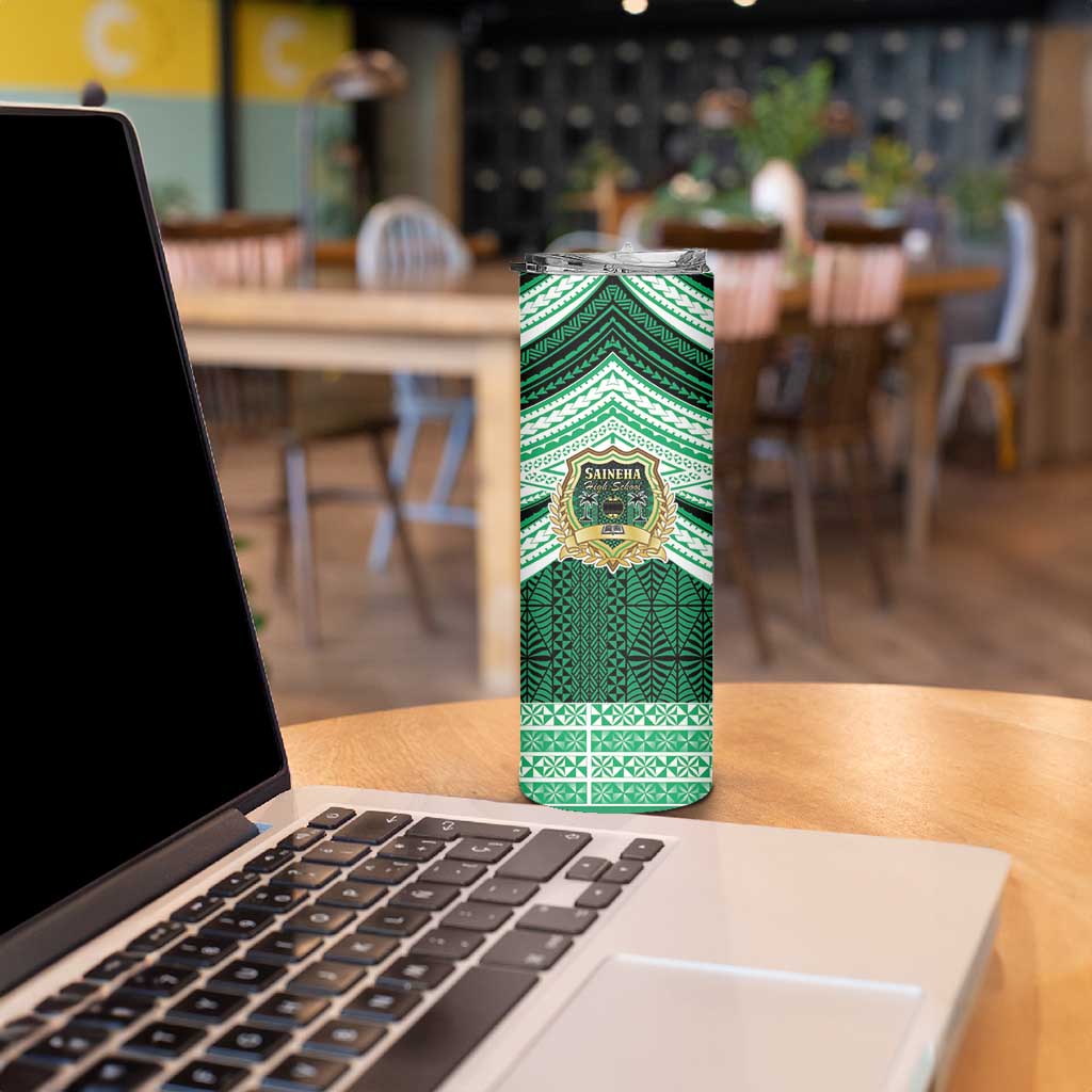 Personalised Tonga Saineha High School Skinny Tumbler Polynesian Ngatu Tribal