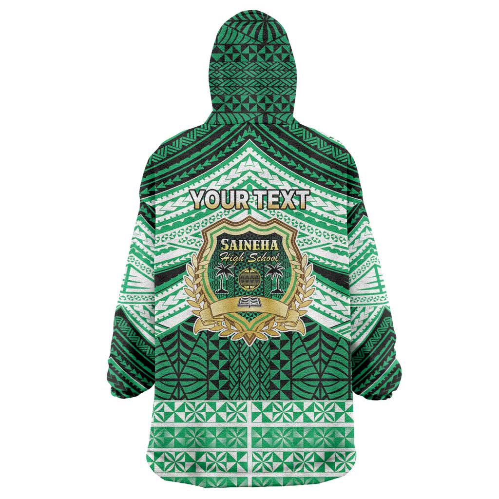 Personalised Tonga Saineha High School Wearable Blanket Hoodie Polynesian Ngatu Tribal