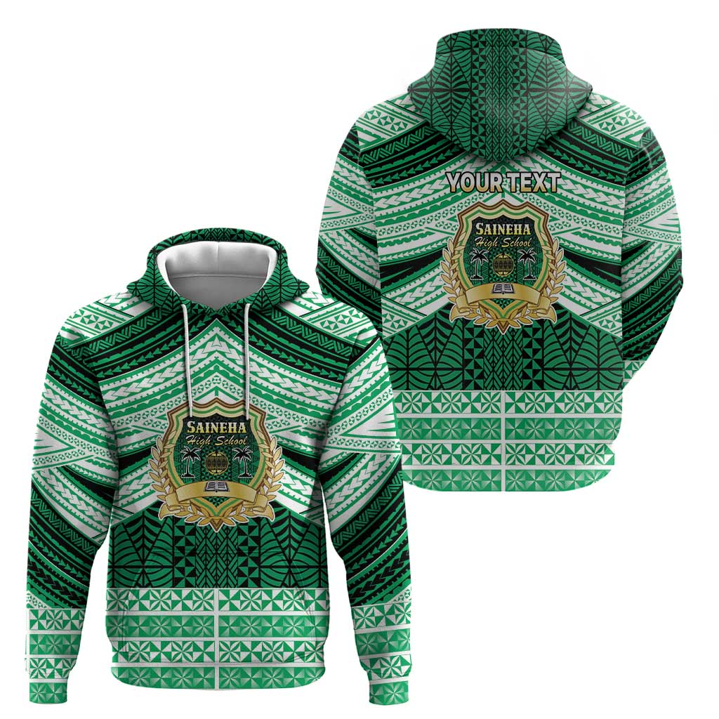 Personalised Tonga Saineha High School Zip Hoodie Polynesian Ngatu Tribal