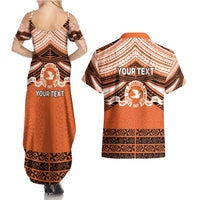 Personalised Tonga Tailulu College Couples Matching Summer Maxi Dress and Hawaiian Shirt Polynesian Ngatu Tribal