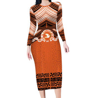 Personalised Tonga Tailulu College Family Matching Long Sleeve Bodycon Dress and Hawaiian Shirt Polynesian Ngatu Tribal