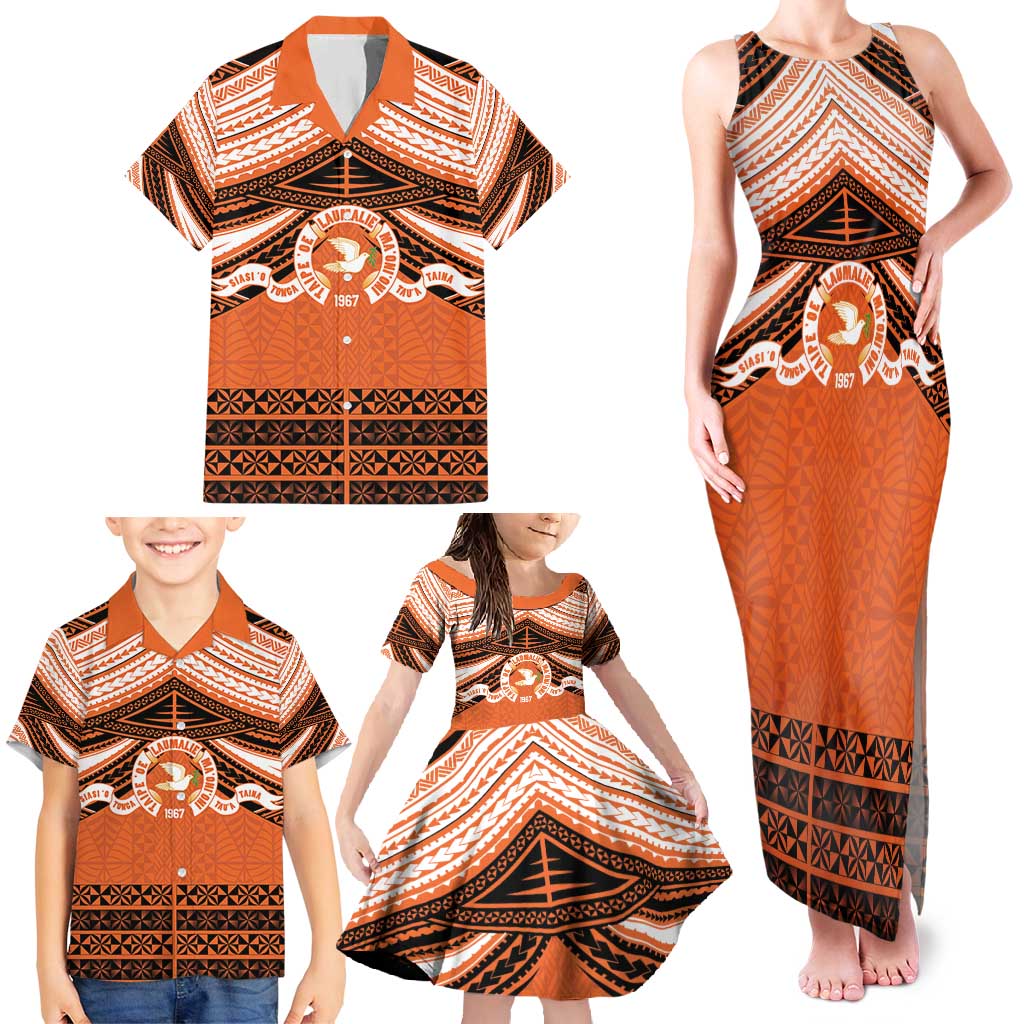 Personalised Tonga Tailulu College Family Matching Tank Maxi Dress and Hawaiian Shirt Polynesian Ngatu Tribal