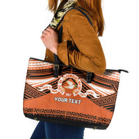 Personalised Tonga Tailulu College Leather Tote Bag Polynesian Ngatu Tribal