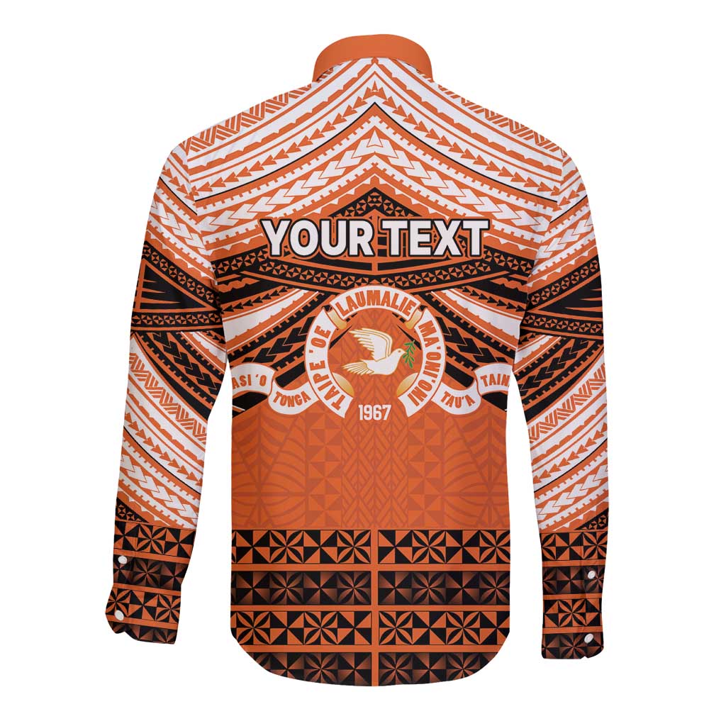 Personalised Tonga Tailulu College Long Sleeve Button Shirt Polynesian Ngatu Tribal