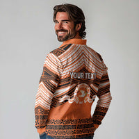 Personalised Tonga Tailulu College Long Sleeve Polo Shirt Polynesian Ngatu Tribal