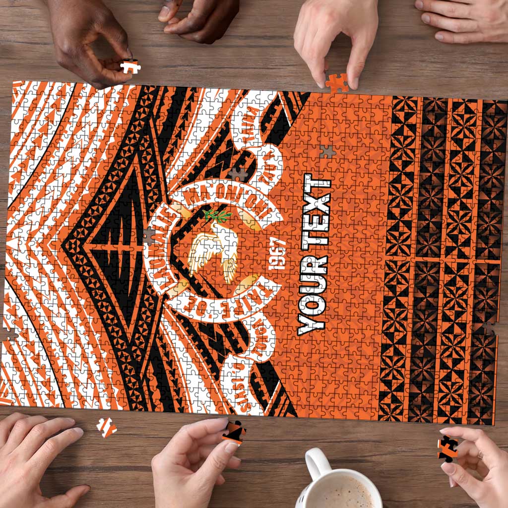 Personalised Tonga Tailulu College Puzzle Polynesian Ngatu Tribal - Polynesian Pride