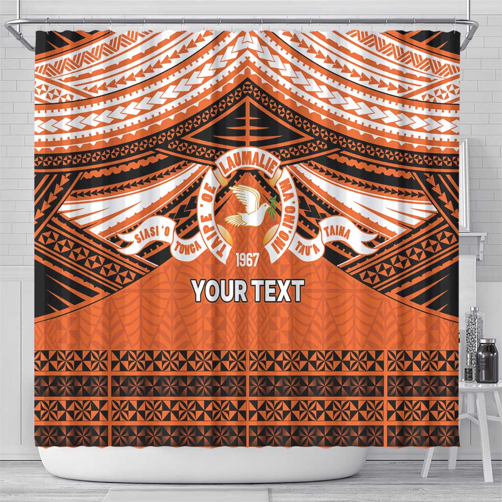 Personalised Tonga Tailulu College Shower Curtain Polynesian Ngatu Tribal