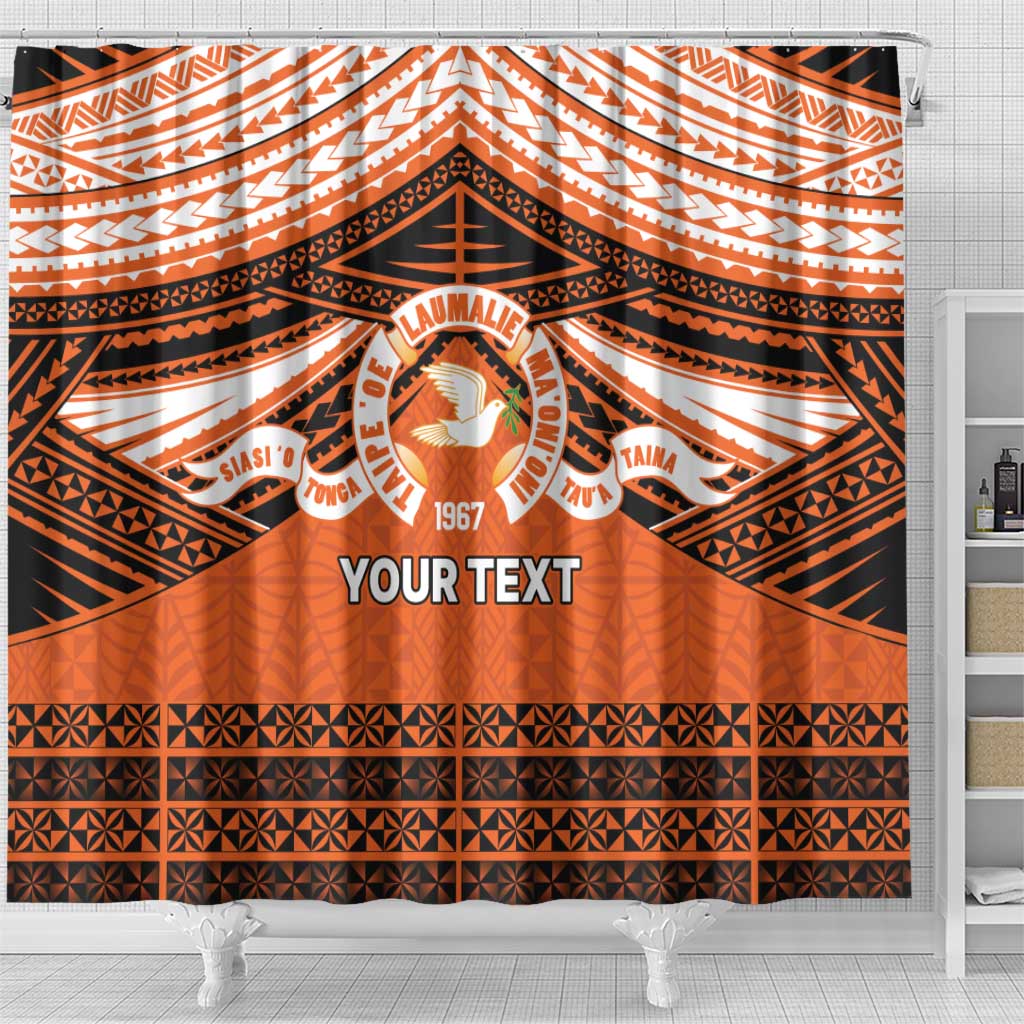 Personalised Tonga Tailulu College Shower Curtain Polynesian Ngatu Tribal