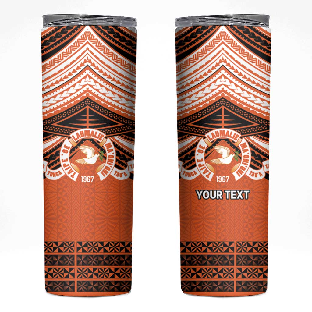 Personalised Tonga Tailulu College Skinny Tumbler Polynesian Ngatu Tribal