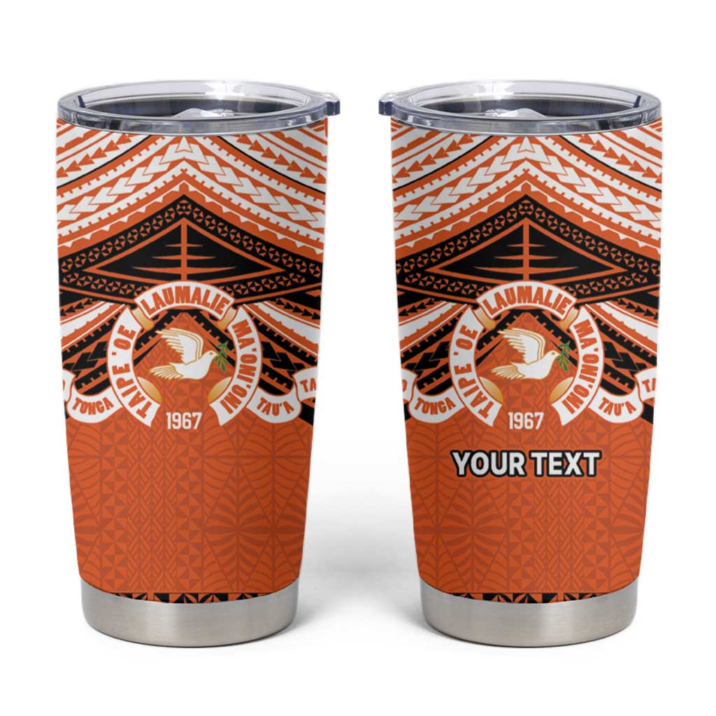 Personalised Tonga Tailulu College Tumbler Cup Polynesian Ngatu Tribal