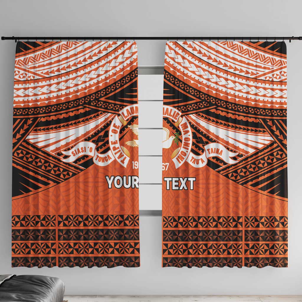 Personalised Tonga Tailulu College Window Curtain Polynesian Ngatu Tribal