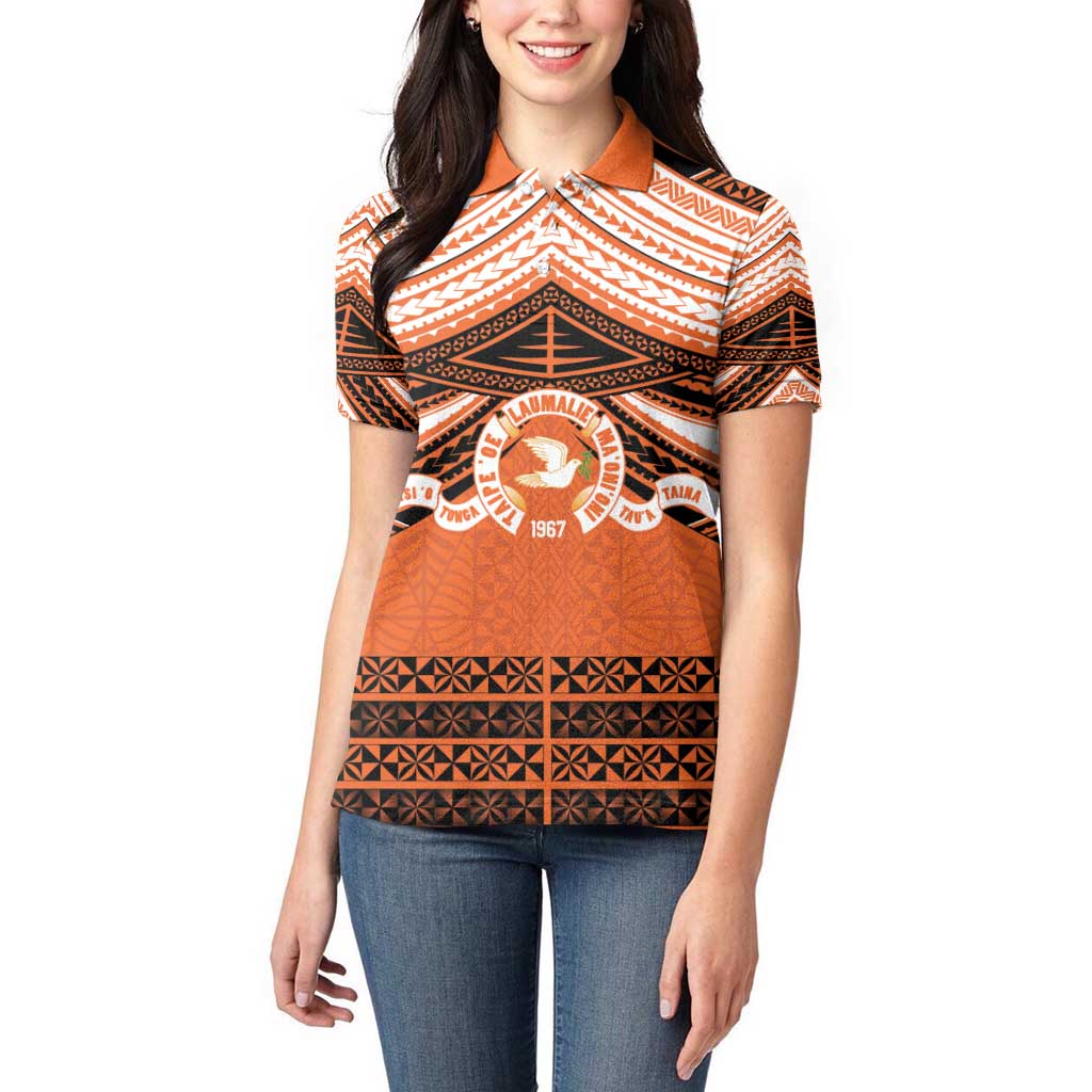 Personalised Tonga Tailulu College Women Polo Shirt Polynesian Ngatu Tribal