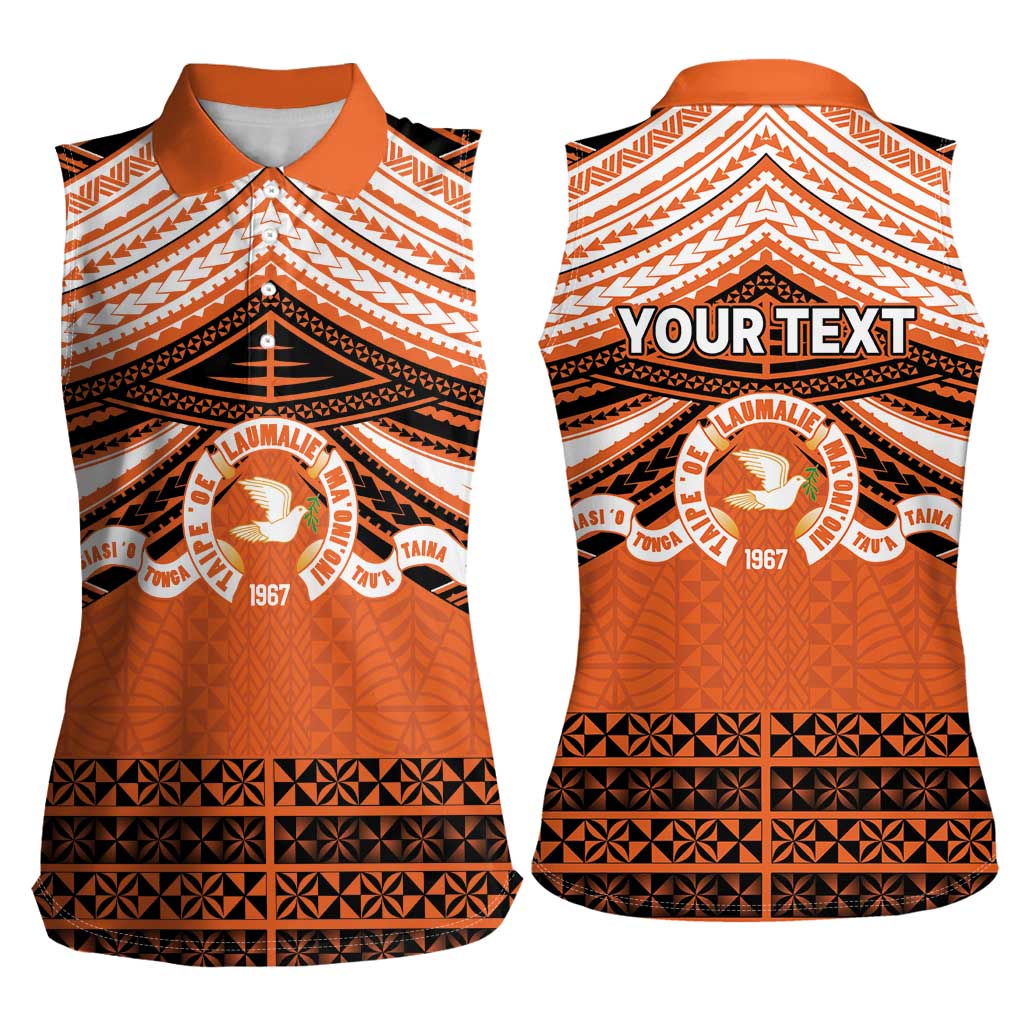 Personalised Tonga Tailulu College Women Sleeveless Polo Shirt Polynesian Ngatu Tribal