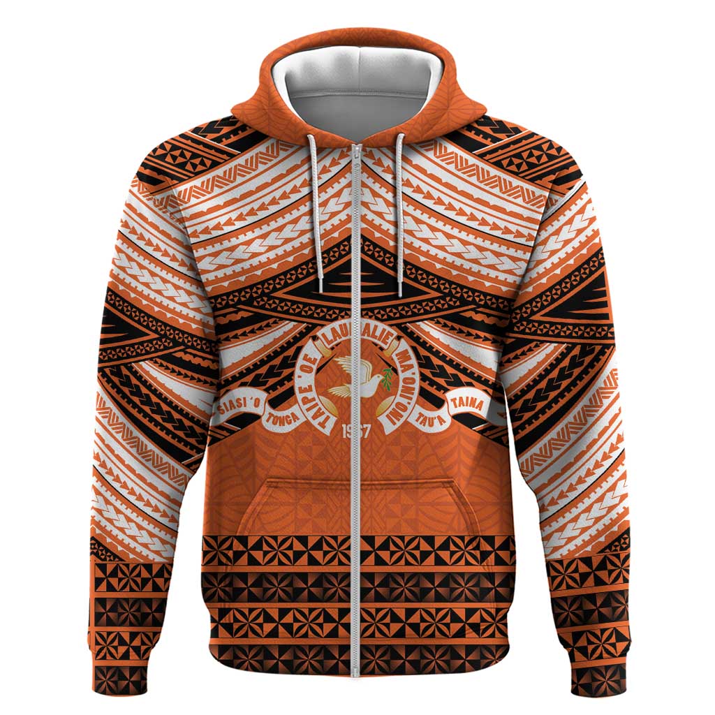 Personalised Tonga Tailulu College Zip Hoodie Polynesian Ngatu Tribal