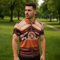 Personalised Tonga Tailulu College Zipper Polo Shirt Polynesian Ngatu Tribal - Polynesian Pride