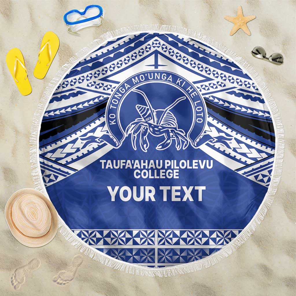 Personalised Tonga Taufa'ahau Pilolevu College Beach Blanket Polynesian Ngatu Tribal