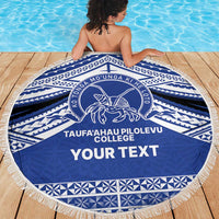 Personalised Tonga Taufa'ahau Pilolevu College Beach Blanket Polynesian Ngatu Tribal