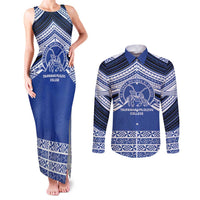 Personalised Tonga Taufa'ahau Pilolevu College Couples Matching Tank Maxi Dress and Long Sleeve Button Shirt Polynesian Ngatu Tribal
