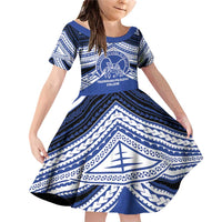 Personalised Tonga Taufa'ahau Pilolevu College Family Matching Off Shoulder Short Dress and Hawaiian Shirt Polynesian Ngatu Tribal