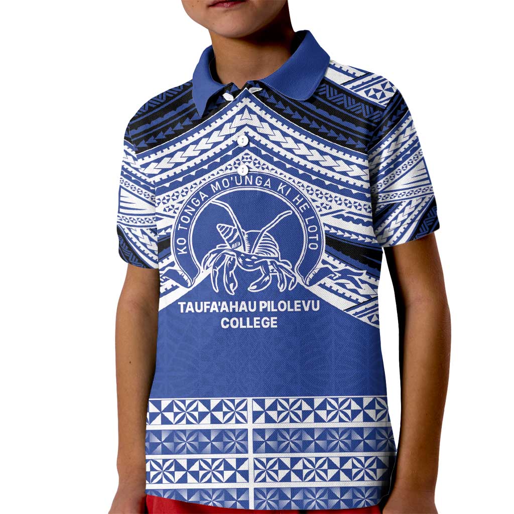 Personalised Tonga Taufa'ahau Pilolevu College Kid Polo Shirt Polynesian Ngatu Tribal