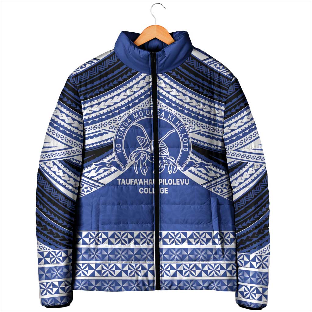 Personalised Tonga Taufa'ahau Pilolevu College Padded Jacket Polynesian Ngatu Tribal - Polynesian Pride