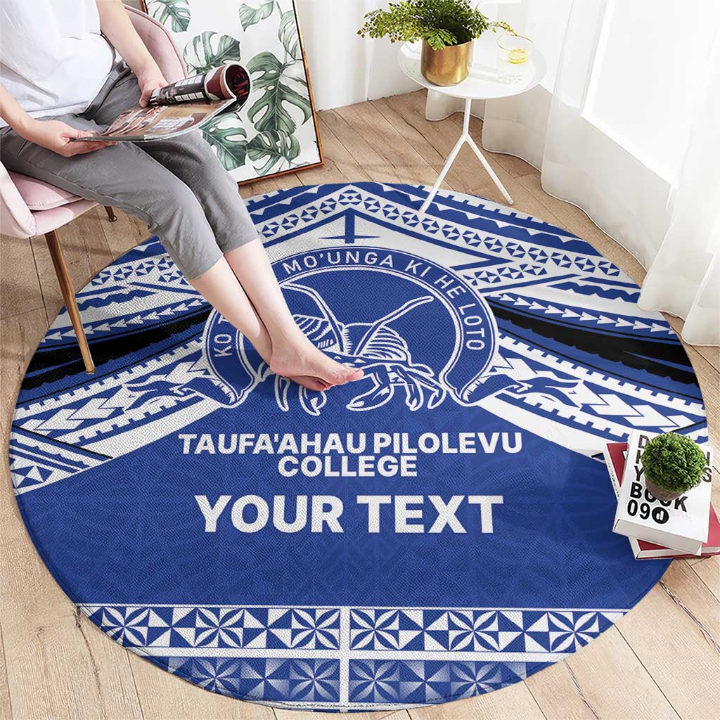 Personalised Tonga Taufa'ahau Pilolevu College Round Carpet Polynesian Ngatu Tribal