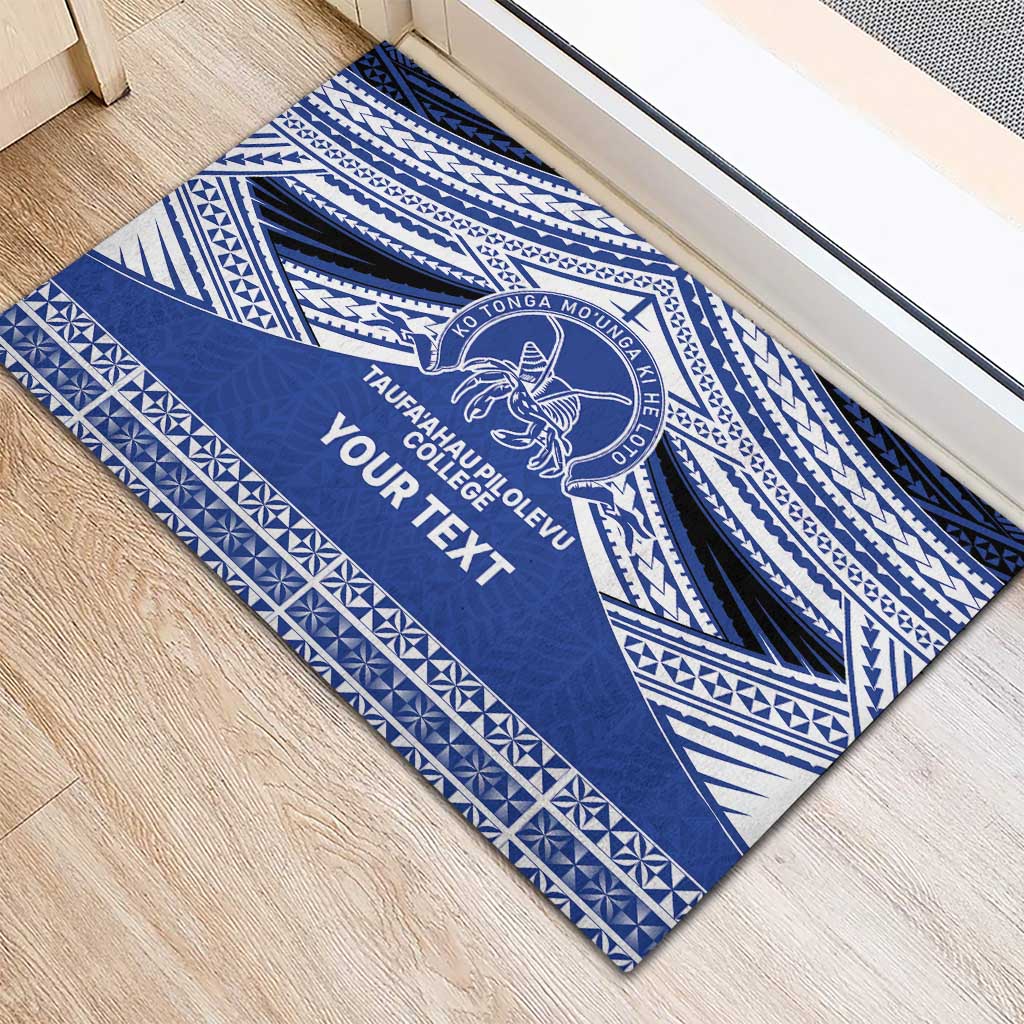 Personalised Tonga Taufa'ahau Pilolevu College Rubber Doormat Polynesian Ngatu Tribal