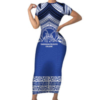 Personalised Tonga Taufa'ahau Pilolevu College Short Sleeve Bodycon Dress Polynesian Ngatu Tribal
