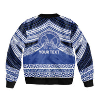 Personalised Tonga Taufa'ahau Pilolevu College Sleeve Zip Bomber Jacket Polynesian Ngatu Tribal