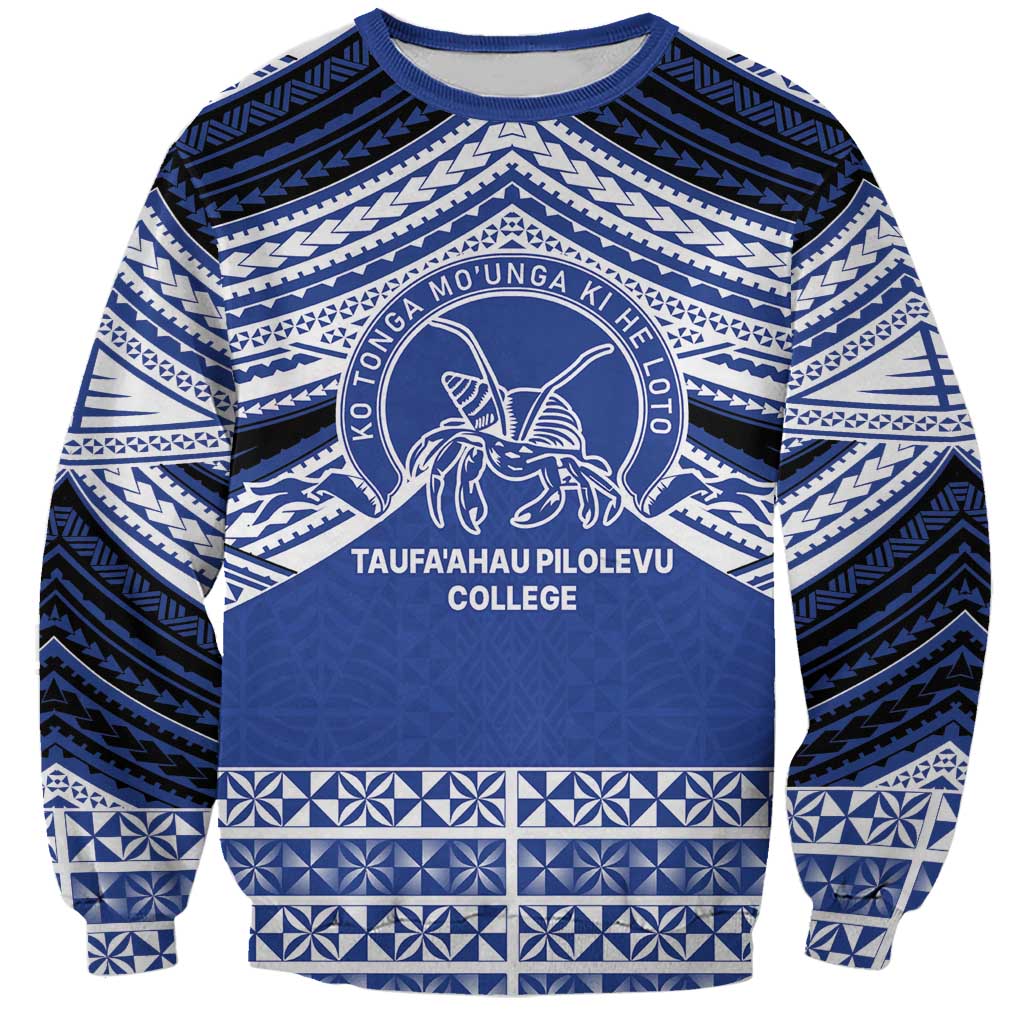 Personalised Tonga Taufa'ahau Pilolevu College Sweatshirt Polynesian Ngatu Tribal