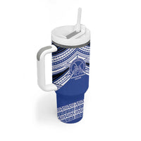 Personalised Tonga Taufa'ahau Pilolevu College Tumbler With Handle Polynesian Ngatu Tribal