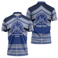 Personalised Tonga Taufa'ahau Pilolevu College Zipper Polo Shirt Polynesian Ngatu Tribal - Polynesian Pride
