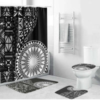 Black Tongan Ngatu Fonulei Pattern Bathroom Set - Polynesian Pride