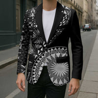 Black Tongan Ngatu Fonulei Pattern Blazer - Polynesian Pride
