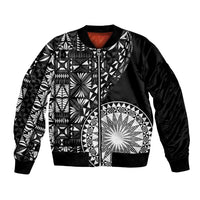 Black Tongan Ngatu Fonulei Pattern Bomber Jacket