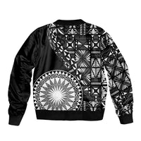 Black Tongan Ngatu Fonulei Pattern Bomber Jacket