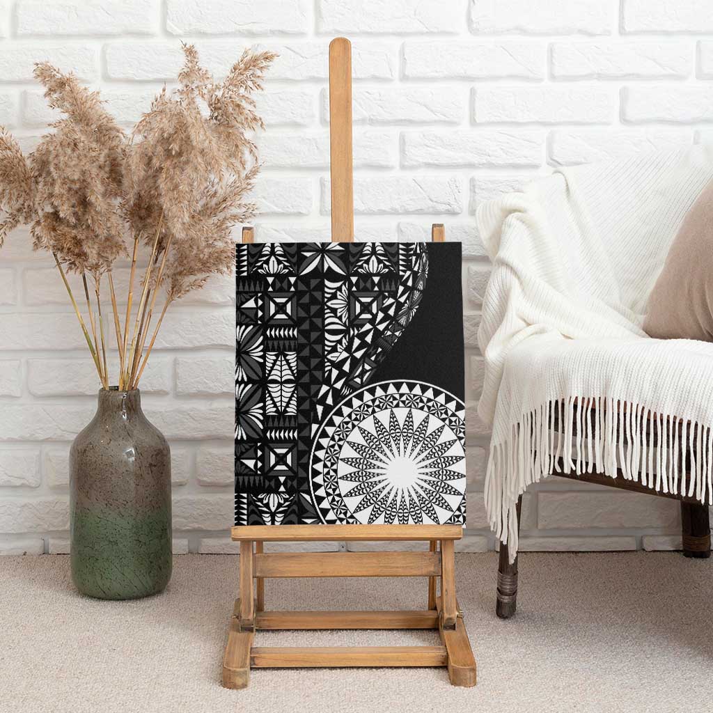 Black Tongan Ngatu Fonulei Pattern Canvas Wall Art