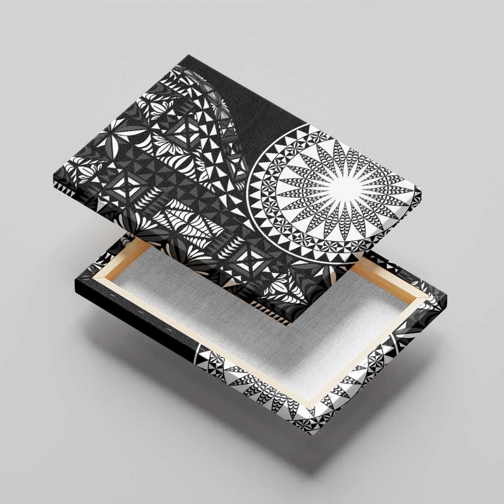 Black Tongan Ngatu Fonulei Pattern Canvas Wall Art